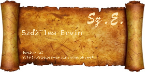 Széles Ervin névjegykártya